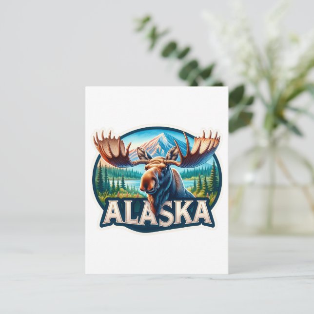 Alaska, Elch, Postüberquerung Postkarte (Stehend Vorderseite)