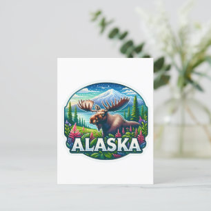 Alaska, Elch, Postüberquerung Postkarte