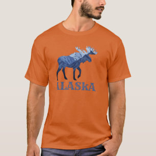 Alaska-Elch-Schneebedeckter Berg T-Shirt