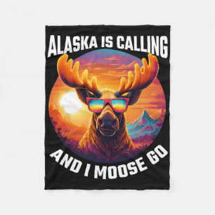 Alaska-Elch-Tourist-Reise-Lustiger-Elch-Abenteuer  Fleecedecke