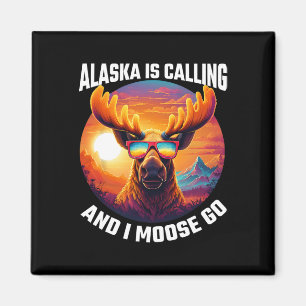 Alaska-Elch-Tourist-Reise Lustiger Elch-Abenteuer  Magnet