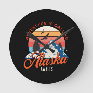 Alaska erwartet dich! runde wanduhr