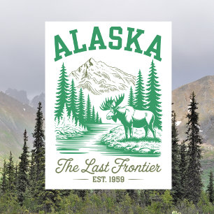 Alaska Est. 1959 Die letzte Grenze mit Elch Postkarte