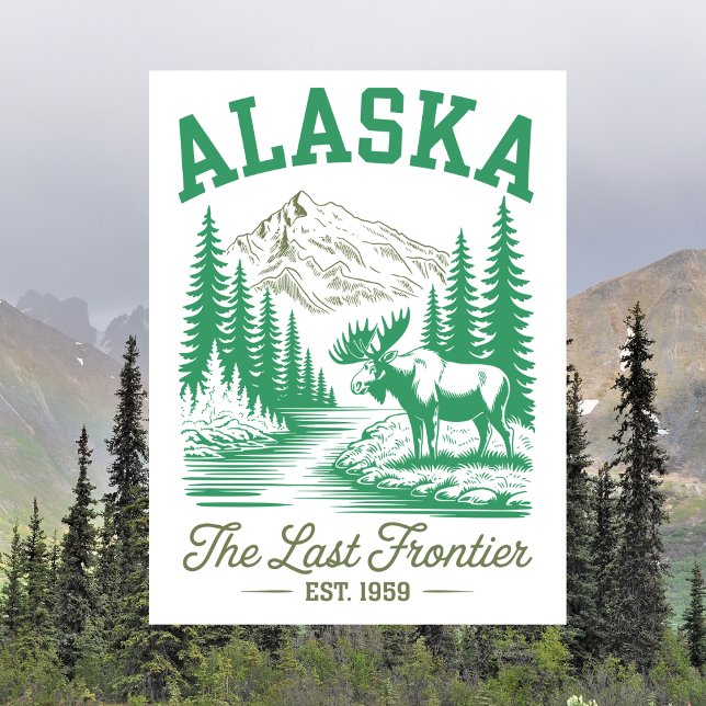 Alaska Est. 1959 Die letzte Grenze mit Elch Postkarte (Alaska Est. 1959 The Last Frontier with Moose Postcard)