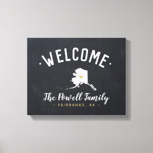 Alaska Familie Monogram Willkommenszeichen Leinwanddruck