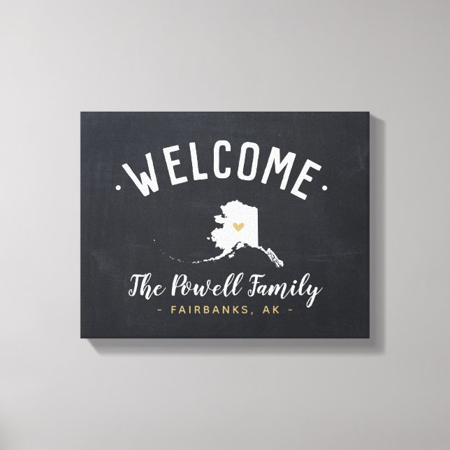 Alaska Familie Monogram Willkommenszeichen Leinwanddruck (Vorderseite)