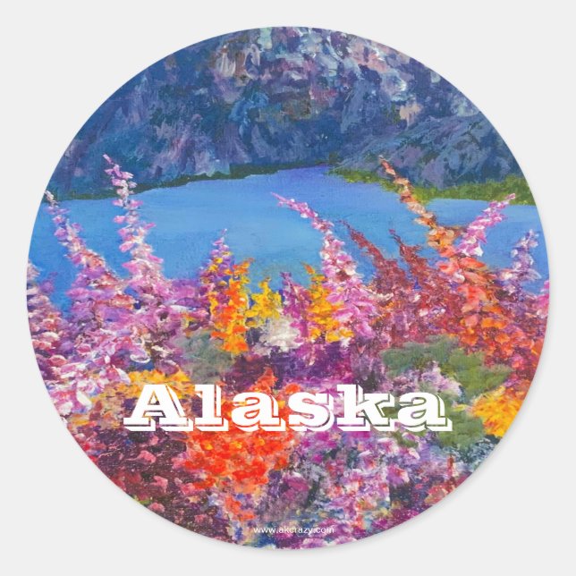Alaska Fireweed Rundaufkleber Runder Aufkleber (Vorderseite)