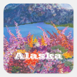 Alaska FireweedvSticker Quadratischer Aufkleber