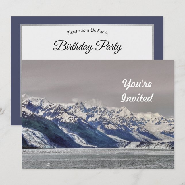 Alaska Fjord Glacier Landscape Foto Geburtstag Einladung (Vorne/Hinten)