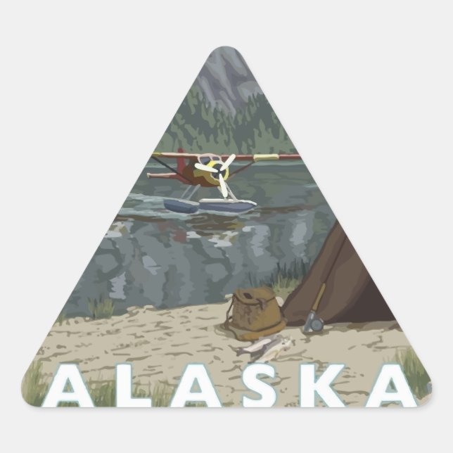 Alaska-Flugzeug Dreieckiger Aufkleber (Vorderseite)