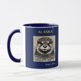 Alaska Fluss Otter Portrait Blue und Gold Tasse