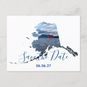 Alaska-Form-Foto-Herz-Umriss-Save-the-Date Ankündigungspostkarte