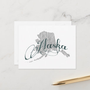 Alaska-Form-Vintage-Grau-Typografie-Name Postkarte