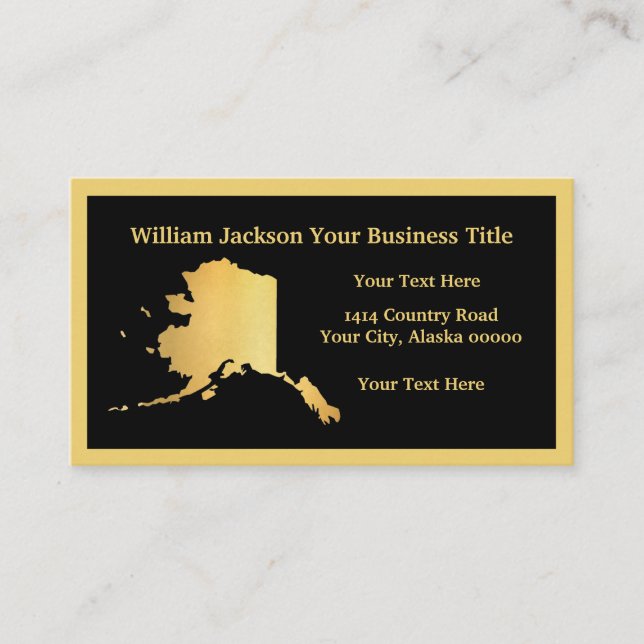 Alaska Gold Map Design Custom Business Card Visitenkarte (Vorderseite)