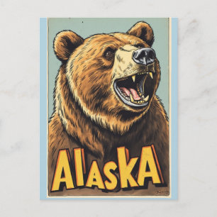 ALASKA GRIZZLYBÄR VINTAGE REISEPOSTKARTE POSTKARTE