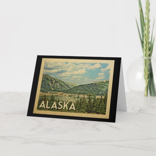 Alaska Grußkarte Jahrgang Reise Karte (Vorderseite)