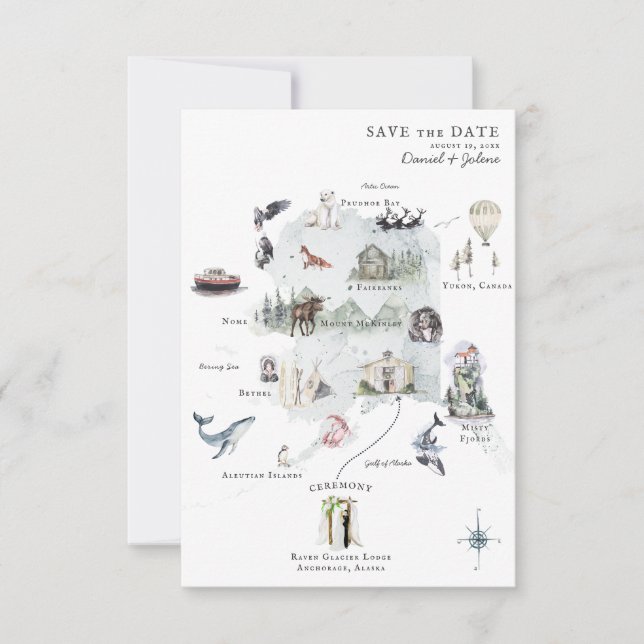 Alaska | Hochzeit in Urlaubsort Fahrplan (Vorderseite)