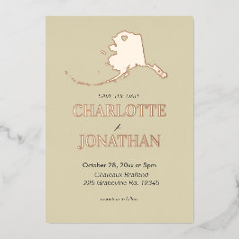 Alaska Hochzeit in Urlaubsort Rose Gold Folieneinladung