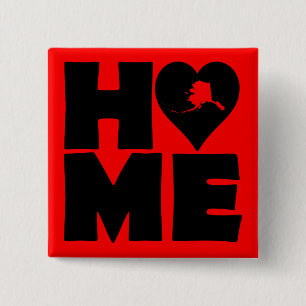 Alaska Home Heart State Button Badge Pin