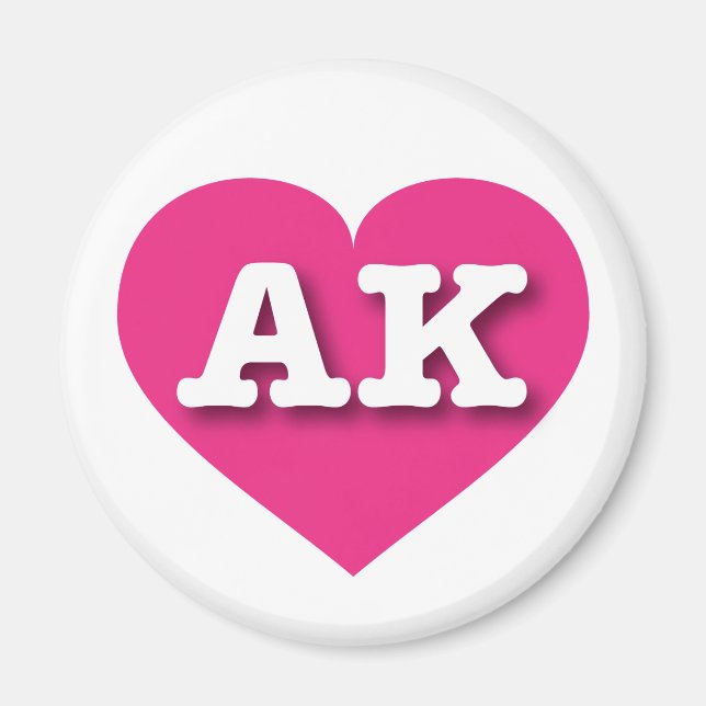Alaska Hot Pink Heart - I Liebe AK Magnet (Vorne)