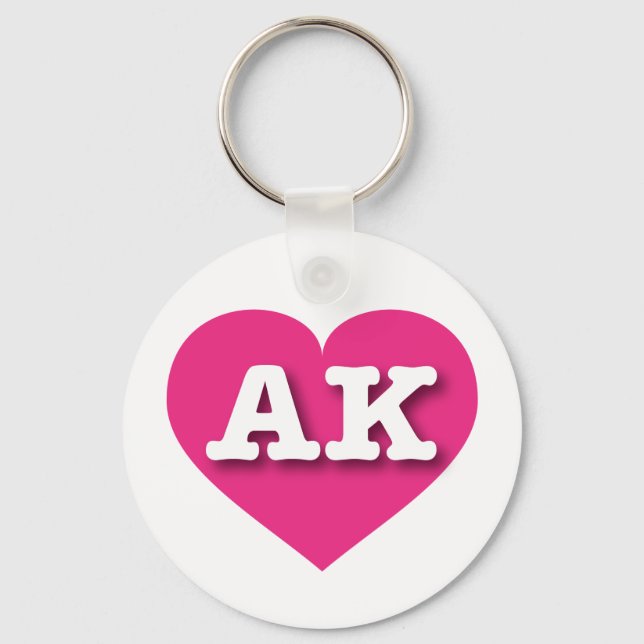 Alaska Hot Pink Heart - I Liebe AK Schlüsselanhänger (Vorderseite)