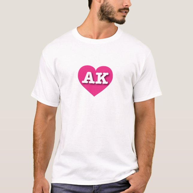 Alaska Hot Pink Heart - I Liebe AK T-Shirt (Vorderseite)