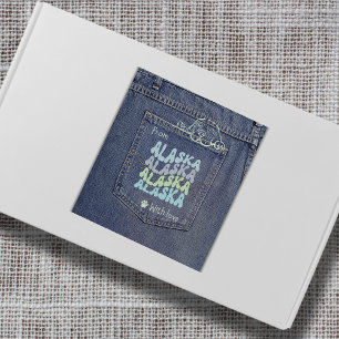 Alaska Hund in Jean Pocket Classic Square Sticker