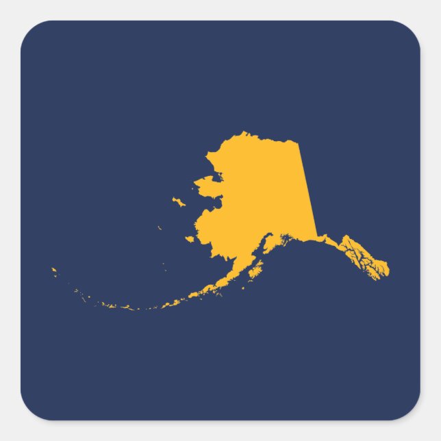 Alaska in Blau und Gold Quadratischer Aufkleber (Vorderseite)