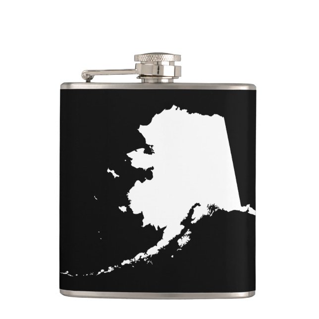 Alaska in Schwarz und Weiß Flachmann (Vorderseite)
