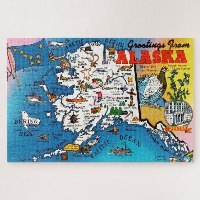 Alaska Karte 20x30 Jigsaw Puzzle (Horizontal)