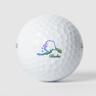 Alaska Karte Farbenfrohe Linie Nationalpark Golfball