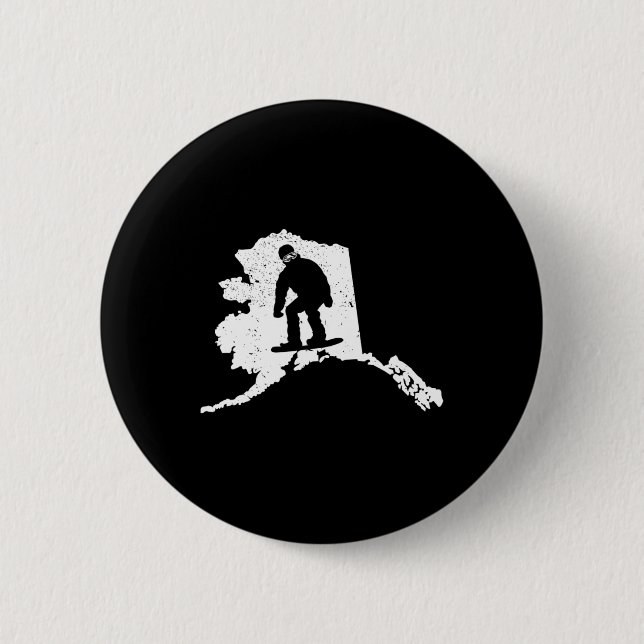 Alaska Karte Snowboarden Design Snowboarder Extrem Button (Vorderseite)