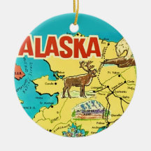 Alaska-Karten-Postkarte im Vintage-Stil