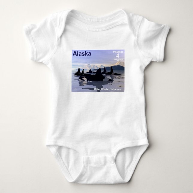 Alaska Killer Whales Briefmarke Baby Strampler (Vorderseite)