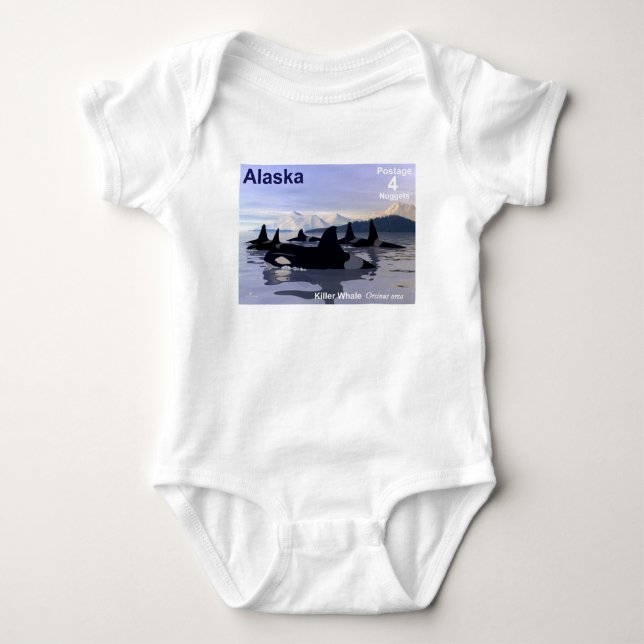 Alaska Killer Whales Briefmarke Baby Strampler (Vorderseite)