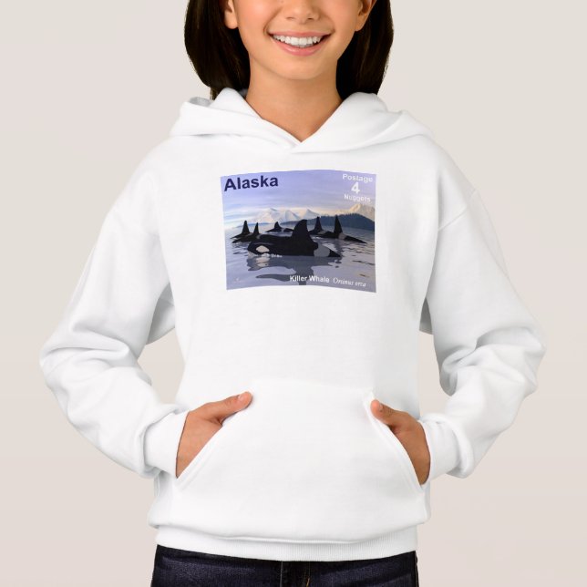 Alaska Killer Whales Briefmarke Hoodie (Vorderseite)