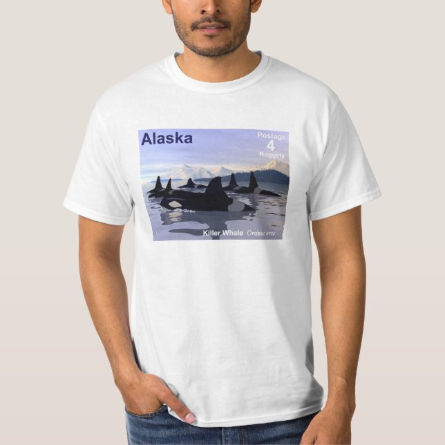 Alaska Killer Whales Briefmarke T-Shirt (Vorderseite)