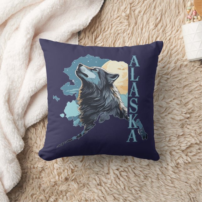 Alaska Kontur Wolf und Moon Kissen (Decke)