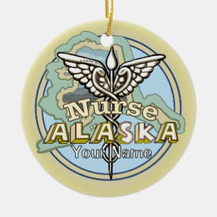 Alaska Krankenschwester Caduceus Keramik Ornament
