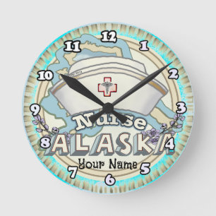 Alaska Krankenschwester Runde Wanduhr