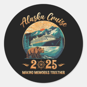 Alaska-Kreuzfahrt 2025 Familienabenteuer Matching Runder Aufkleber