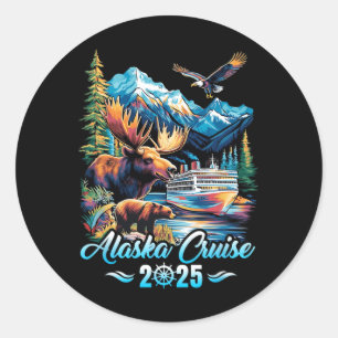 Alaska-Kreuzfahrt 2025 passende Familie Freunde Gr Runder Aufkleber