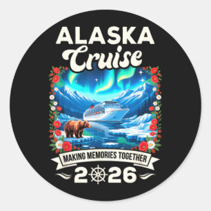 Alaska-Kreuzfahrt 2026 passende Familie und Freund Runder Aufkleber