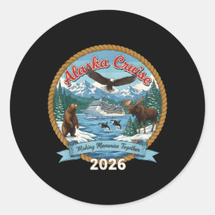 Alaska-Kreuzfahrt 2026 passende Freunde und Famili Runder Aufkleber
