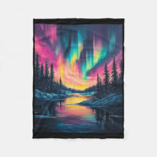 Alaska-Landschaft Aurora Borealis Nordlichter V Fleecedecke