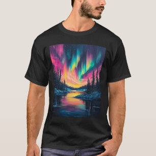 Alaska-Landschaft Aurora Borealis Nordlichter V T-Shirt