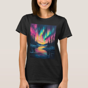 Alaska-Landschaft Aurora Borealis Nordlichter V T-Shirt