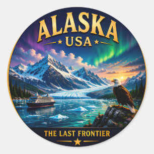 Alaska Letzter Frontier-Staatsstolz Runder Aufkleber