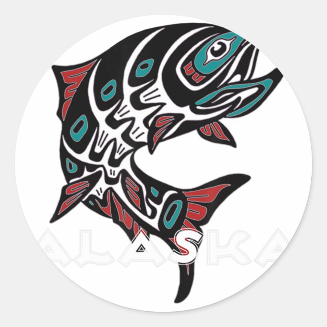 Alaska Lmon Fishing Native American Indigeny T Runder Aufkleber (Vorderseite)