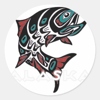 Alaska Lmon Fishing Native American Indigeny T Runder Aufkleber